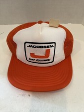 Vintage Trucker Hat Jacobsen Turf Equipment Orange And White Adjustable Snapback