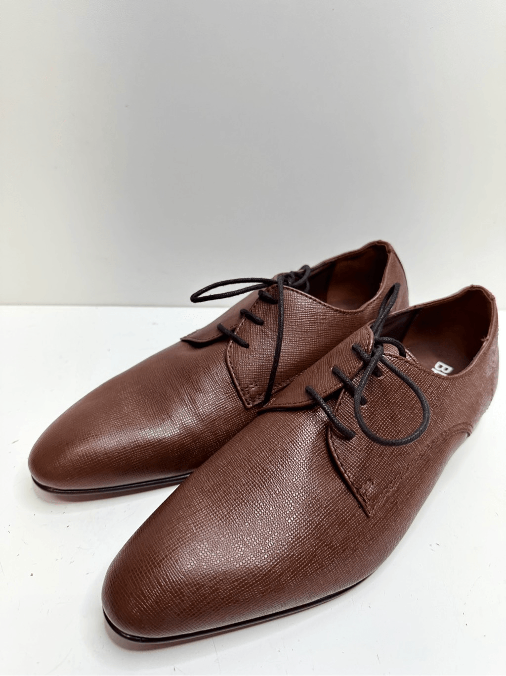 SAOLA Scarpe eleganti BP uomo taglia 8 5 marrone derby pelle testurizzata punta liscia stringate