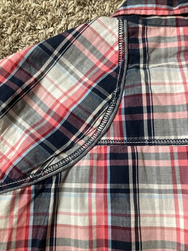 BKE Western Pearl Snap Men's Shirt Size XL Standard Fit Navy Blue White Plaid - Picture 11 of 17