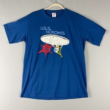Vintage Star Trek USS Nokomis NCC 1858 T-Shirt Mens Large Blue USA Made Jerzees