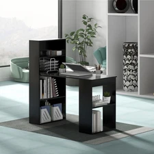Computer Desk with Bookcase, 48'' Home Office Desk W/ 4-Tier Bookshelf & CPU Sta