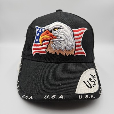 American Flag Eagle USA Trucker Hat Cap Embroidered Hat Adjustable 100% Acrylic.