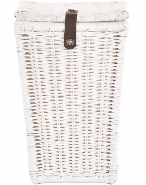 Hoher WäSchekorb In Bauchiger Optik Aus Naturbelassenem Rattan (Klein - Weiß)-image
