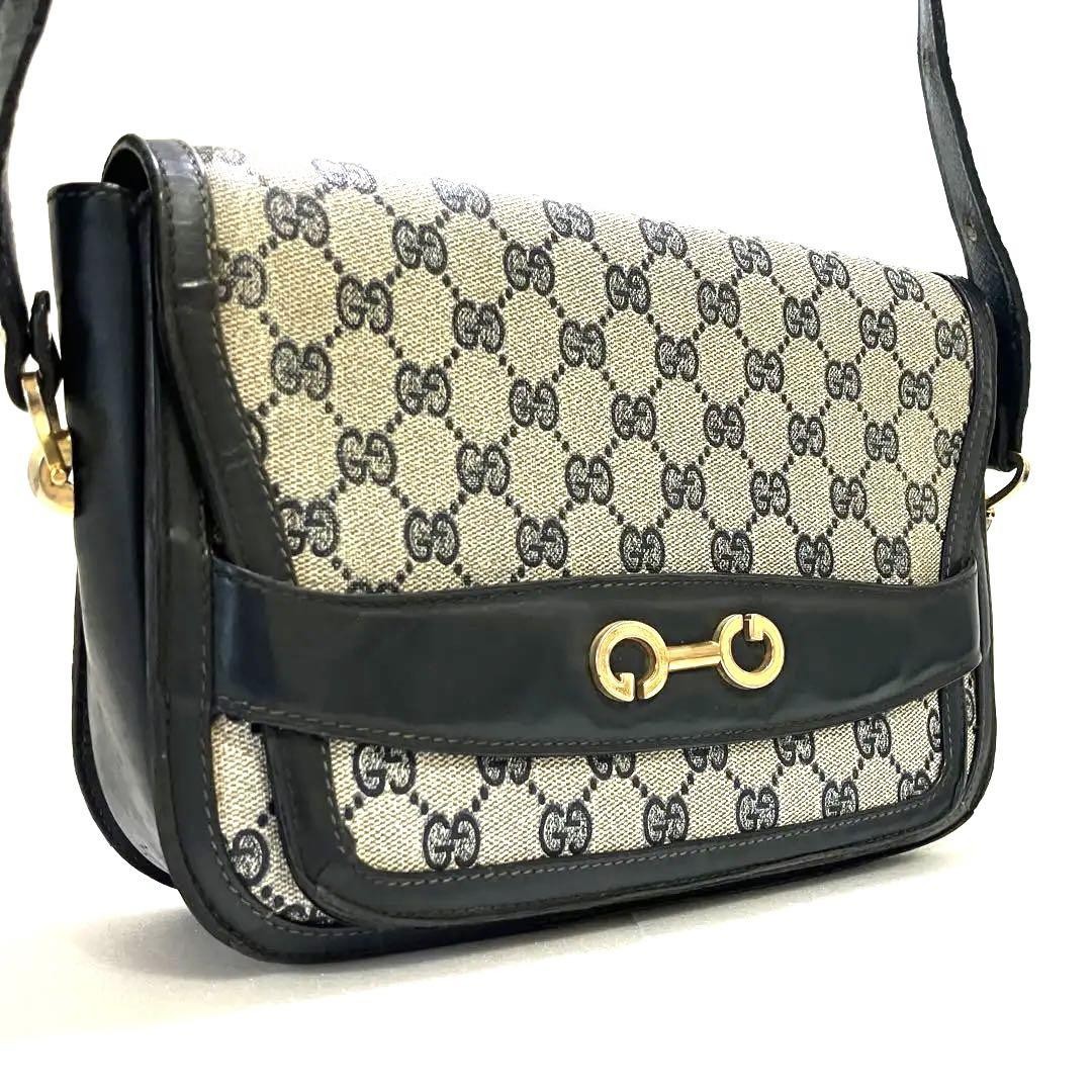 Excellent Condition GUCCI Shoulder Bag Supreme Navy GG Pattern 2way