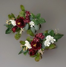Artificial Handmade Burgundy Roses  Peonies Accent Floral Bouquets Set Of 2