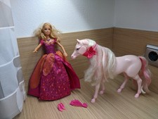 Barbie Prinzessin Liana aus dem Diamantschloß und rosa Pferd, gebr.