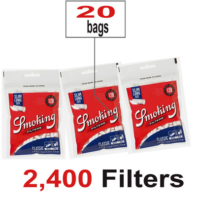 Smoking Filtri Paper Slim Lunghi In Carta 6 X 22mm - 20 Bustine Da 120
