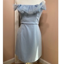 French Connection Whisper Organza Strapless Dres Cashmere Blue Mini 4