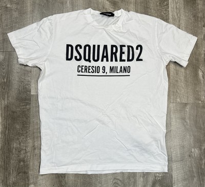 DSQUARED2 Men's White Logo Cotton T-Shirt Size XLarge Made in Romania Cool  Fit