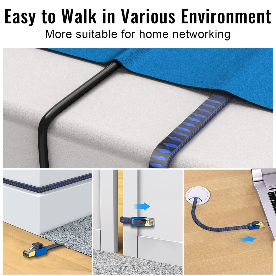 Cat 8 Ethernet Cable 10 FT High Speed Internet Cable Nylon Braided ...