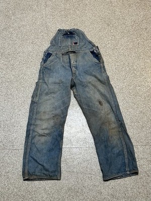 Vintage 1930s Sanforized Nunnallys Engineer Denim Overalls Workwear 26x19 
