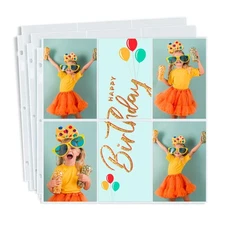 Dunwell 12x12 Scrapbook Page Protectors - 4x6 Photo Album Pages for 3-Ring Binde