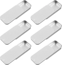 6 PCS Empty Slide Top Lip Balm Containers, Small Aluminum Tins