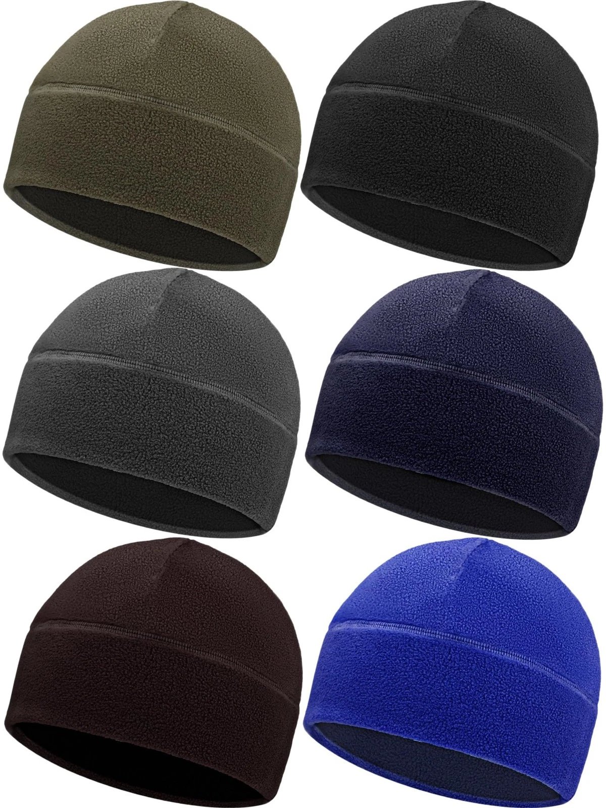 6 Pcs Fleece Beanie Hat for Men Winter Skull Caps Fleece Hats Military Army T...