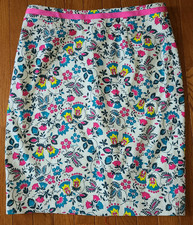 Boden Ivory Exotic Garden Floral Print Modern Pencil Skirt Size 10R Garden Girl