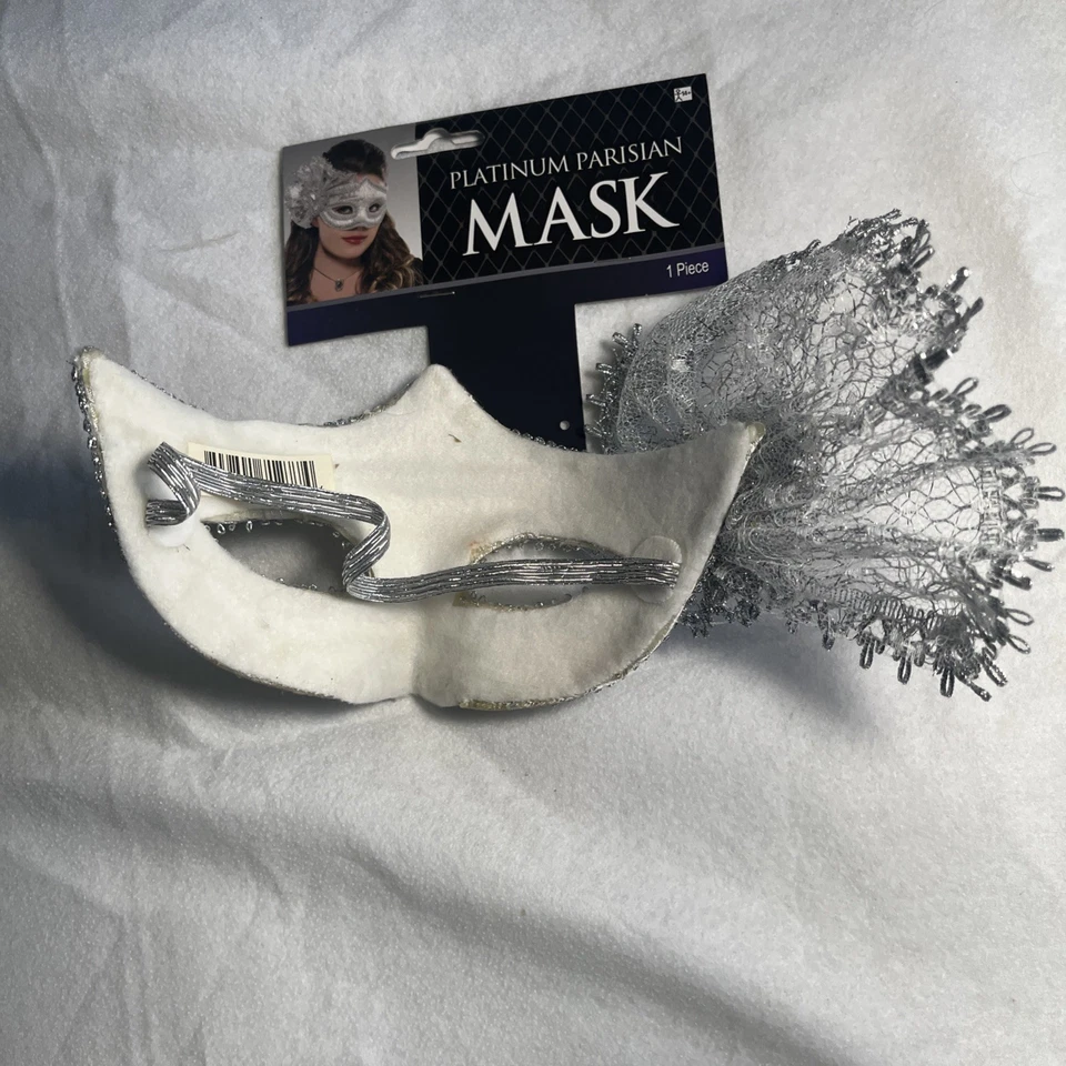 Masque - PLATINUM PARISIAN MASK Masquerade Venetian Mardi Gras Mask Costume - Image 3 of 4