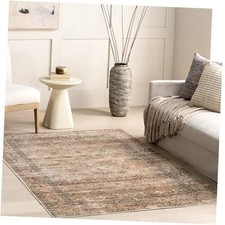 Myrtle Vintage Machine Washable Area Rug, 5x8, Taupe