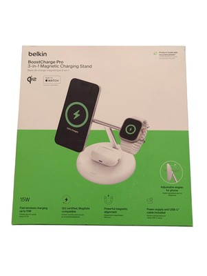 Bb.OB Belkin Boost Charge Pro 3-in-1 Qi2 Magsafe Charging Stand WIZ023 - White 