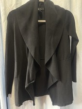 White House Black Market Open Front Cardigan waterfall Design, Black