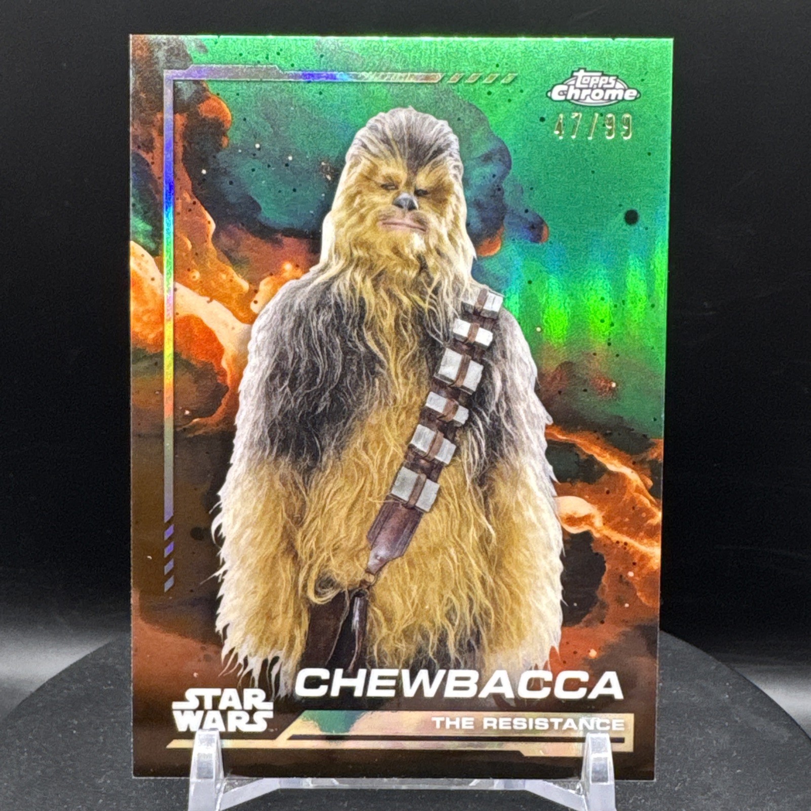 Chewbacca - 2024 Topps Chrome Star Wars #107 Kashyyyk Green Refractor /99