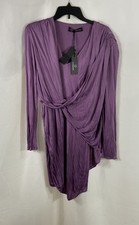 Versace Women's Purple Long Sleeve Draped Twist Front Viscose Dress NWT Sz 44