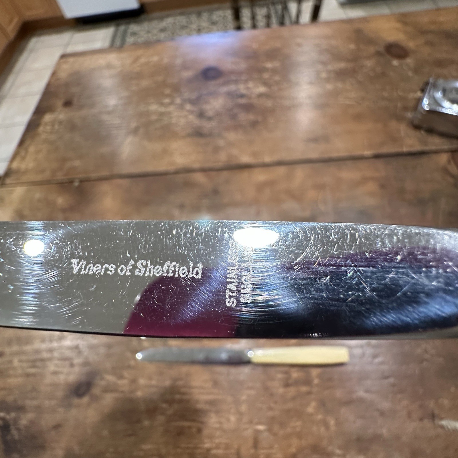 Vintage Viners of Sheffield-England Butter Knives Celluloid Handles Set of 6