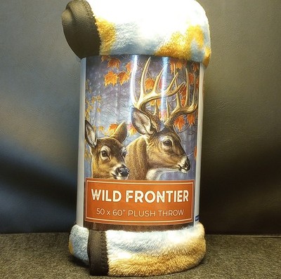 Wild Frontier Deer Plush Throw Blanket 50x60in Multicolor Polyester Lodge