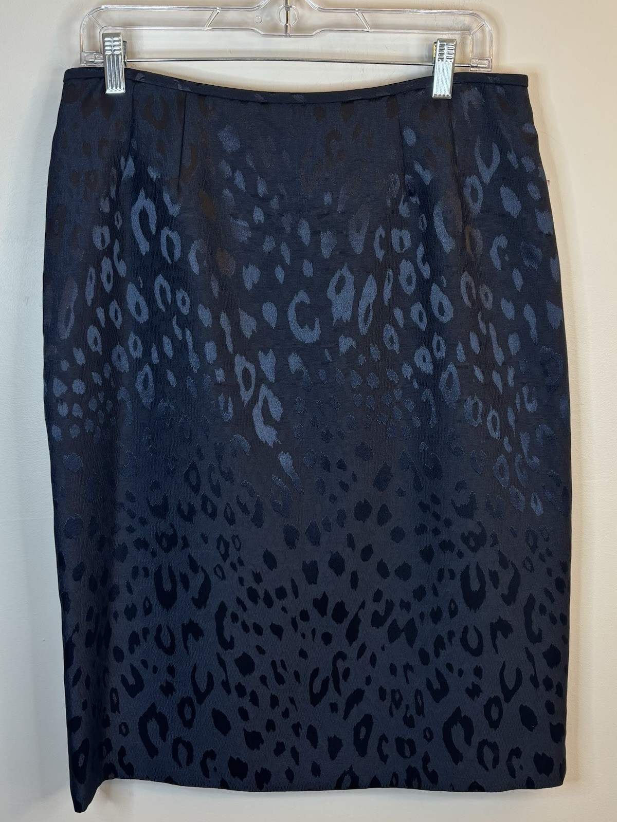LE SUIT Majestic Courtyard Navy Blazer Skirt Set 10 Animal Print Office Business