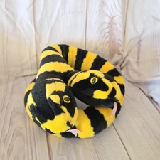 Wild Republic Two Headed Snake Plush Stuffed Toy Black Yellow 48 Inch 2006