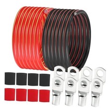2 Gauge Battery Cable 12 Feet 12 Feet Each w/o Cable Sleeve Black and Red