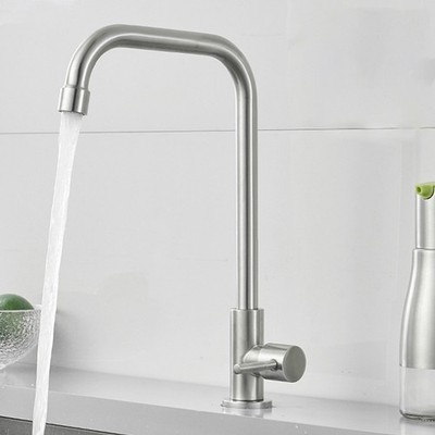Rust Proof Single Lever Hole Kitchen Faucet Cold Water Tap Stainless Steel