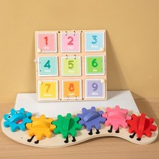 Math Learning Board Toy Educational Activity Color Recognition Wooden Colorful