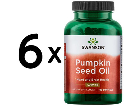 6 x Swanson Pumpkin Seed Oil, 1000mg - 100 softgels (149,92 EUR/kg)