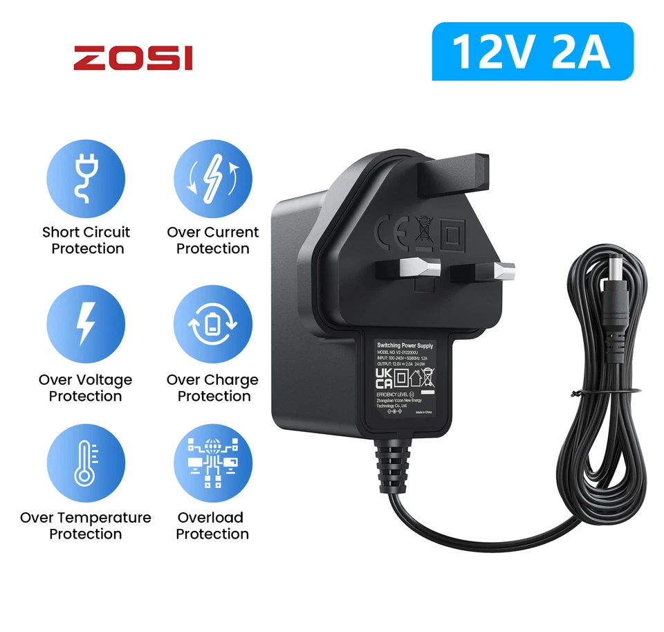 ZOSI 18m BNC DC Power Lead CCTV Security Camera DVR Video Camera Extension Cable