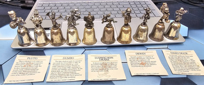 Vintage Walt Disney Metal Bells x 10 Souvenirs dumbo donald tramp pooh porky