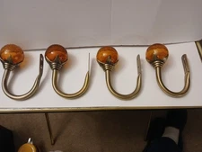 Curtain Holdbacks  Drapery Tiebacks Amber Crackle Glass Ball