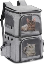 Double-Compartment Pet Carrier Backpack for Small Cats and Dogs
