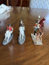3 Vintage Painted Lead Military Toy Soldiers on Horse Riders Metal Calvary