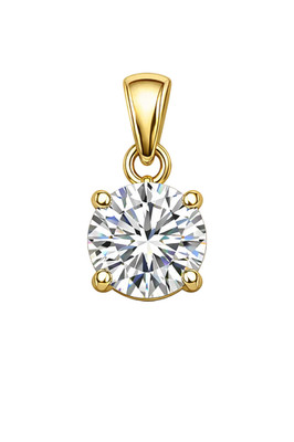 1 Kt 14k Gelbgold Solitär Anhänger mit Kaution in runden im Labor gezüchteten Diamanten