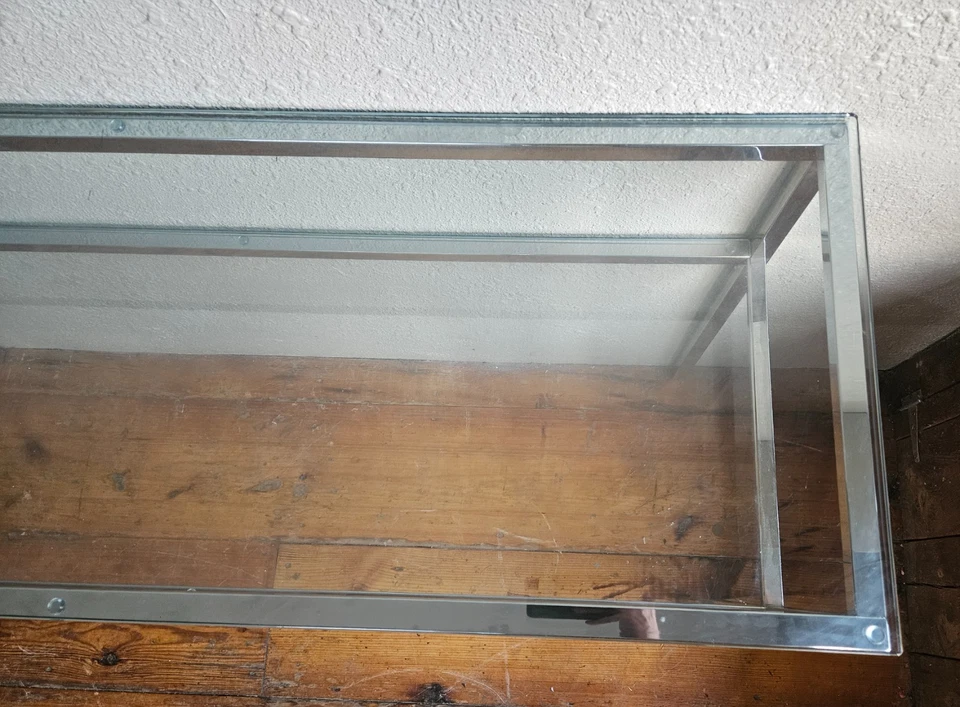 Vintage Mid Century Modern Chrome & Glass 2-Tier Coffee Side Sofa Console Table - Image 4 of 4