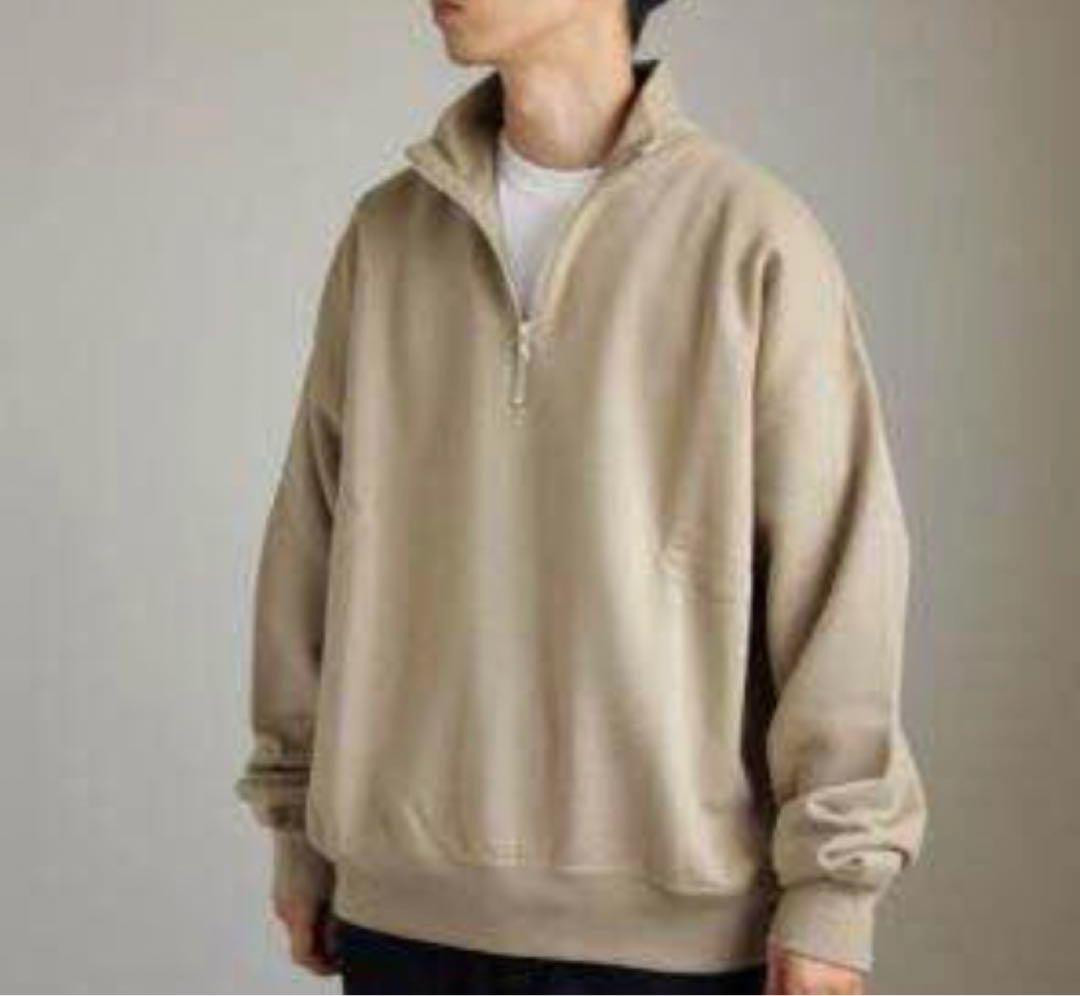 AURALEE Back Wool Half Zip Pullover Beige Mens Size L AURALEE Back Wool Half Zip Pullover Beige Mens Size L