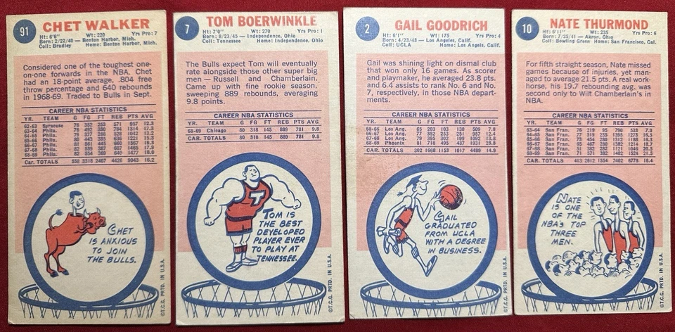 批量 4 件 1969 年 Topps #2 Goodrich #7 Boerwinkle #10 Thurmond #91 Walker — 第 2/4 张图片