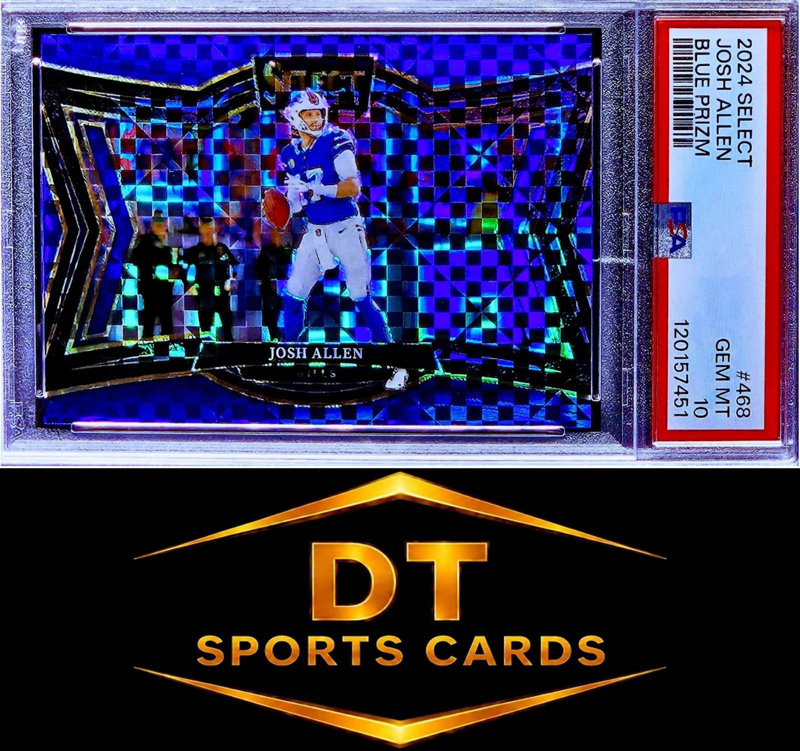 2024 SELECT JOSH ALLEN #468 BLUE PRIZM /75 PSA 10 GEM MINT (POP 12) view 2