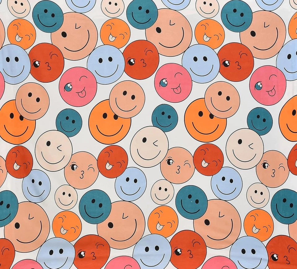 Microfiber Queen Size Circle Elastic Fitted Smiley Design Bedsheet code 227 - Image 3 of 3