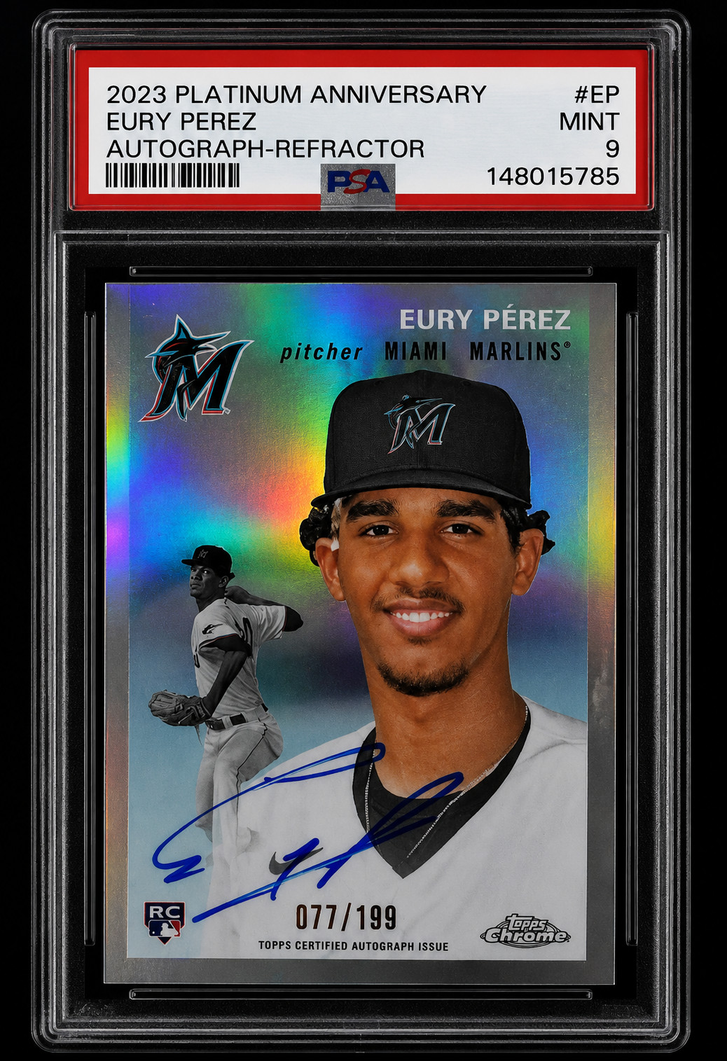 2023 Topps Chrome Platinum  Auto Eury Perez #CPA-EP Refractor /199 PSA 9