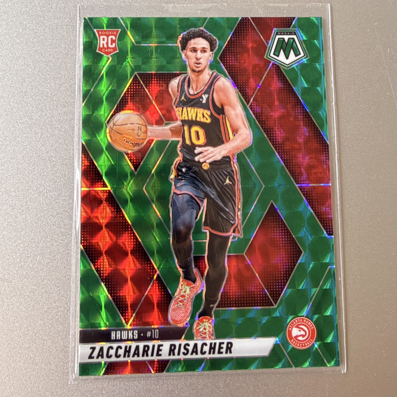 2024-25 Mosaic #213 Zaccharie Risacher Rookie Choice Red Green Mosaic Prizm