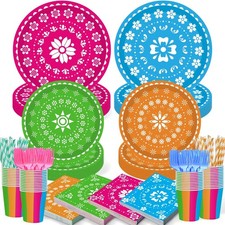 120 PCS Mexican Fiesta Plates Napkins Party Supplies Tableware Serves 20