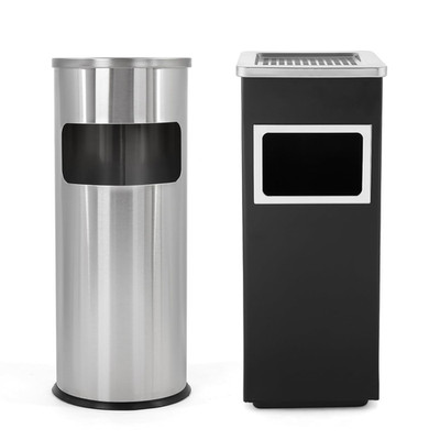 Stainless Steel Outdoor Trash Can with Removable Inner Bucket for Easy Disposal