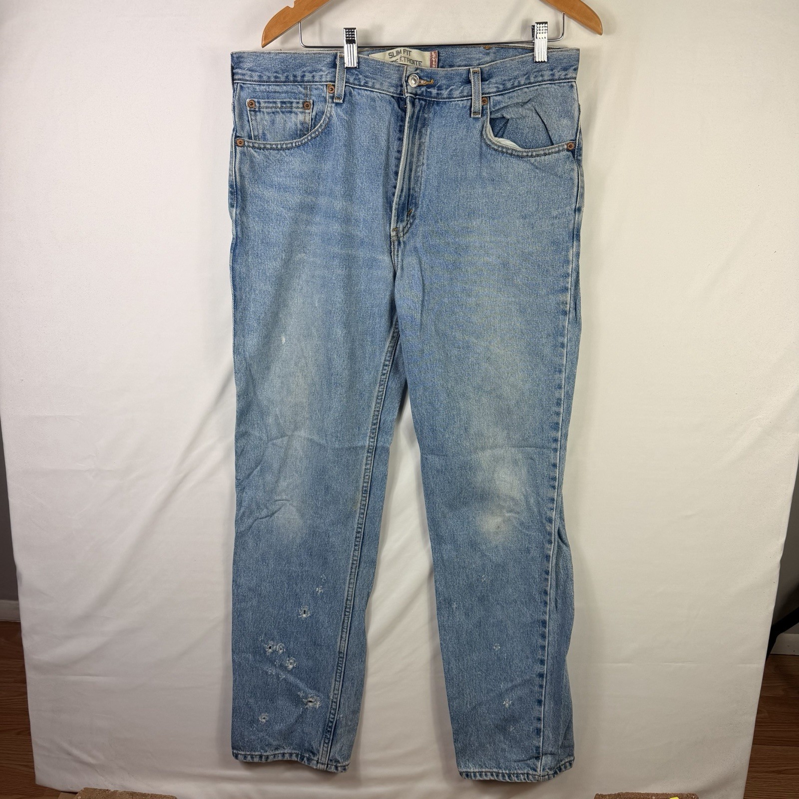 Levi's 516 Jeans Men's 36x34 Blue Slim Straight Fit Y2K Old Stock VTG Denim