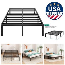 Black Metal Platform Bed Frame 18 Inch   Ideal for Queen Mattresses, Noise-Free